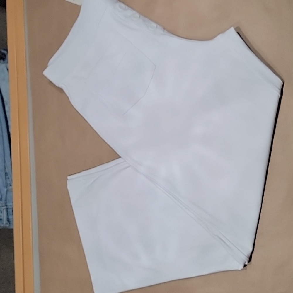 HALARA White Straight Leg Jumpsuit with Side Buttons